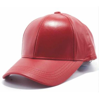 Red Leather Visor Cap