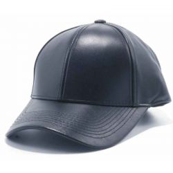 Black Leather Visor Cap